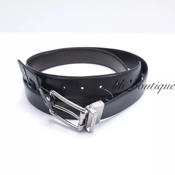 Michael Kors Men's Cut to Fit Reversible‎ PVC Leather Dress Belt (Black Brown) - Picture 1 of 8
